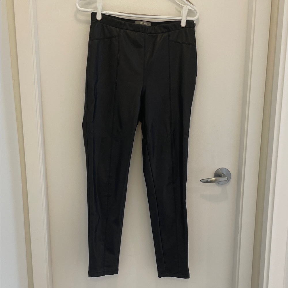 Oasis Black Faux Leather Pants